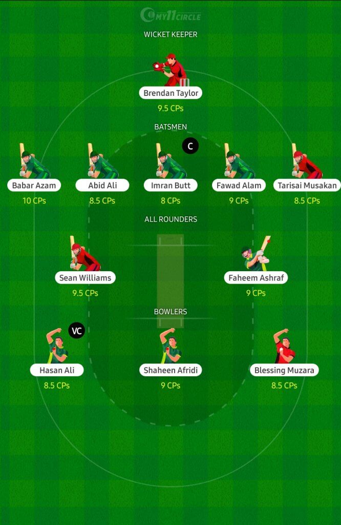 fantasy cricket team for today's match