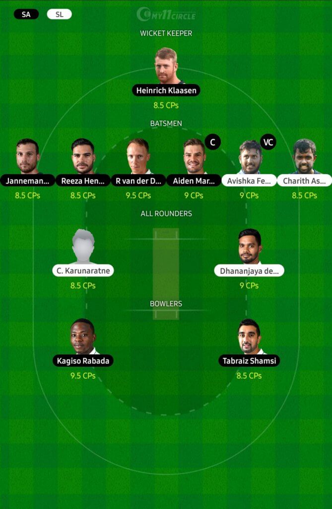 Sri Lanka vs South Africa, 3rd ODI Cricket Team